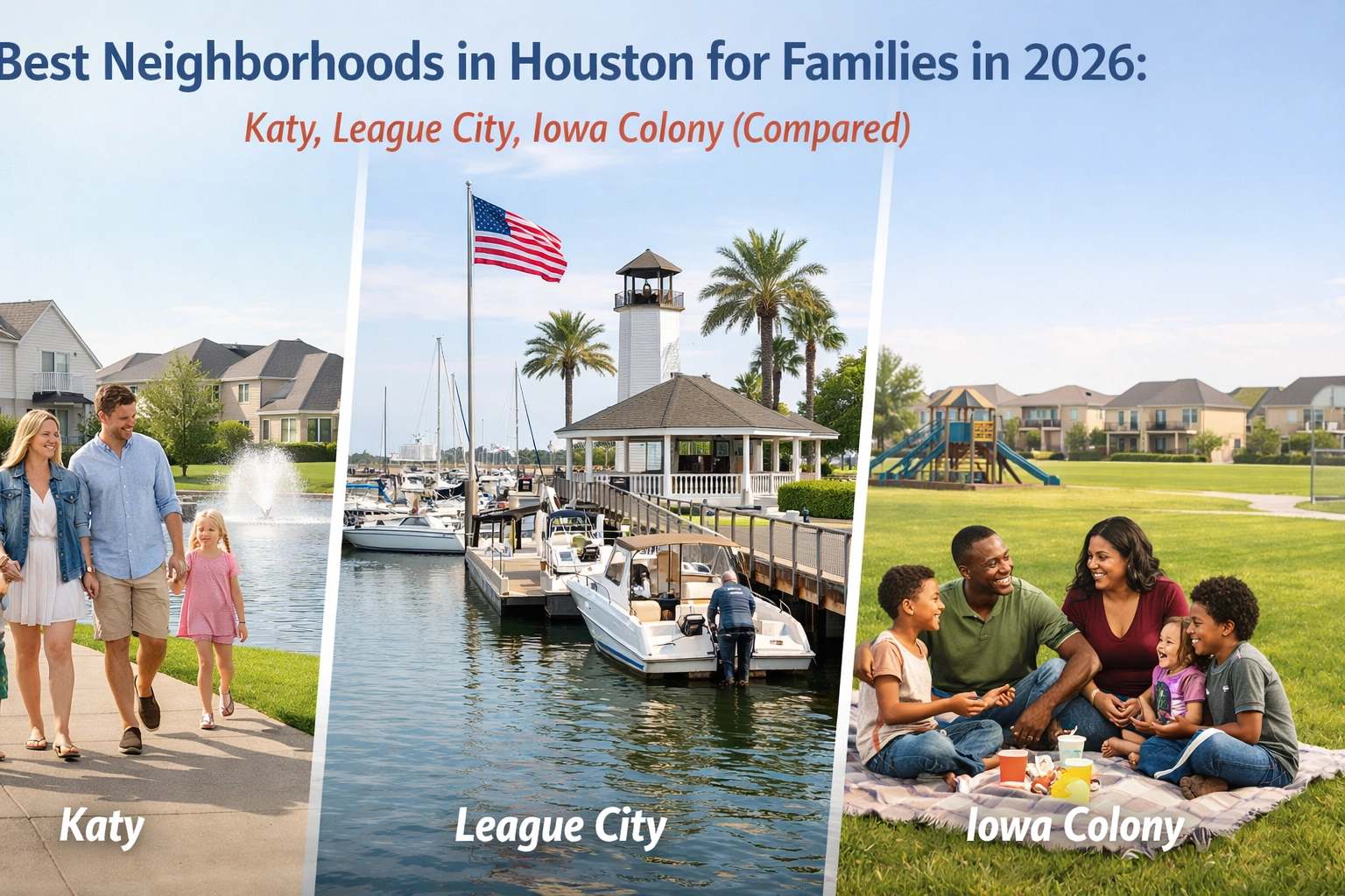 Read more about the article Best Neighborhoods in Houston for Families in 2026: Katy, League City, Iowa Colony (Compared)